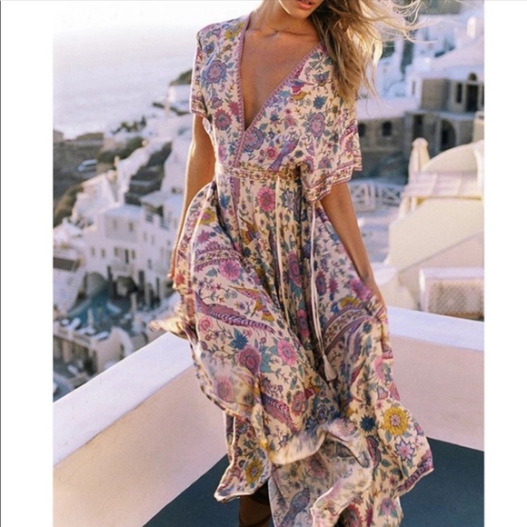 😎🚨2 LEFT🚨Boho floral drawstring maxi - Picture 2 of 6